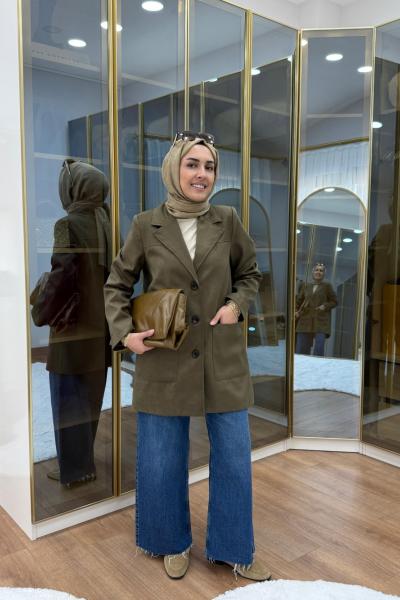 SÜET BLAZER CEKET Haki