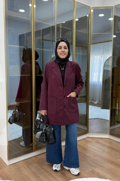 SÜET BLAZER CEKET Mürdüm