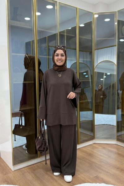 Yırtma Detaylı Oysho İkiiplik Takım Kahverengi