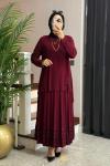 Yırtmaçlı Tilda Etekli Takım Bordo