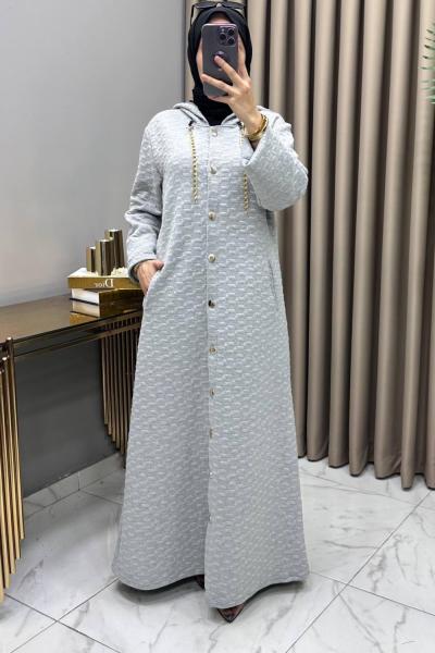 Ilgın Yün Kapitone Kaban Gri