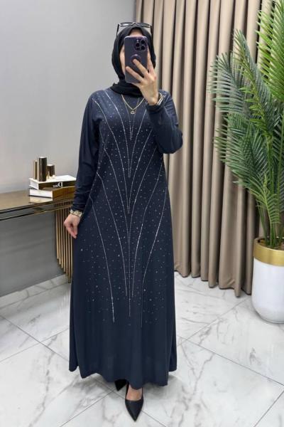 Işıltı Abiye Elbise Füme