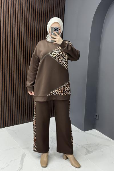 Aysira leopar takım - kahve