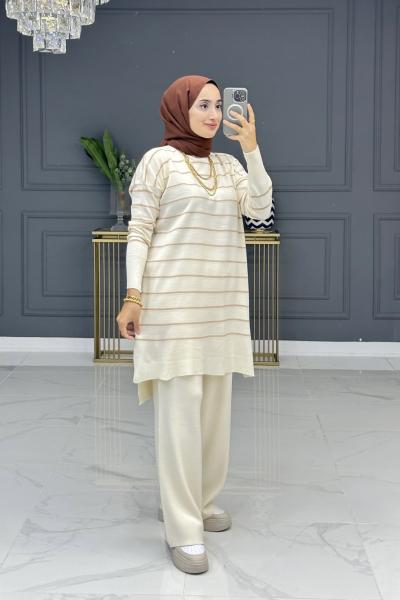 Buğlem Triko Takım-Bej