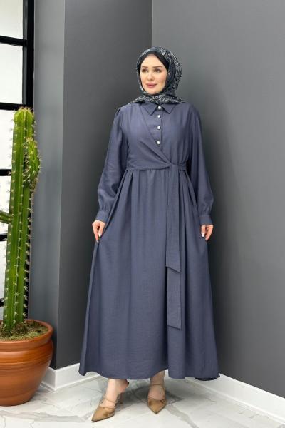 Gülben Elbise - Gri