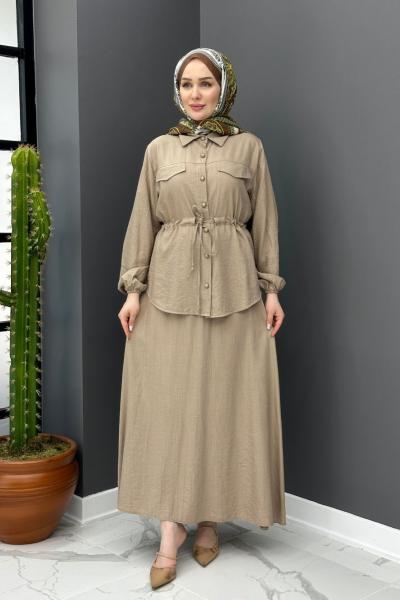 İnci Etekli Takım - Camel