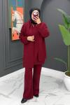 Neva Atkılı Triko Takım -  Bordo