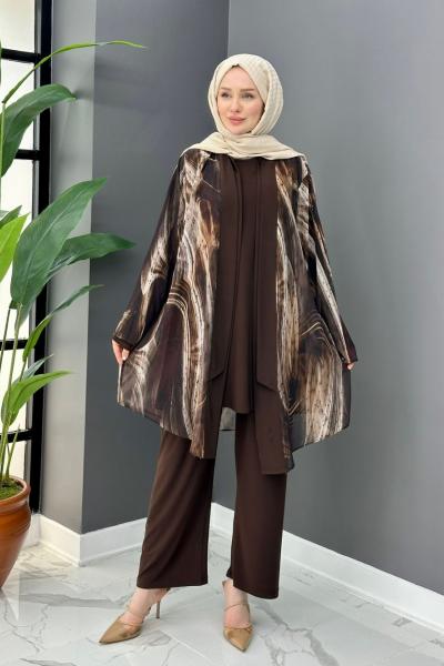 Ruken Üçlü Takım - Kahve