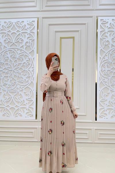 Azel Şifon Elbisem Vizon