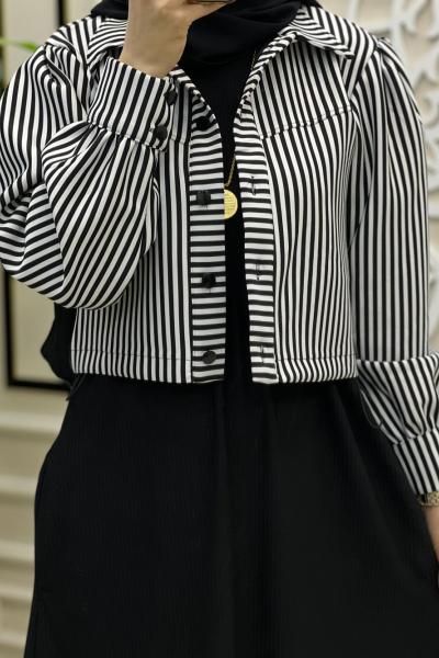 Çizgili Jile Takım  Siyah