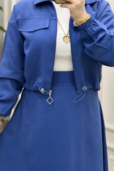 Favori Ceket Etek Takım  Mavi