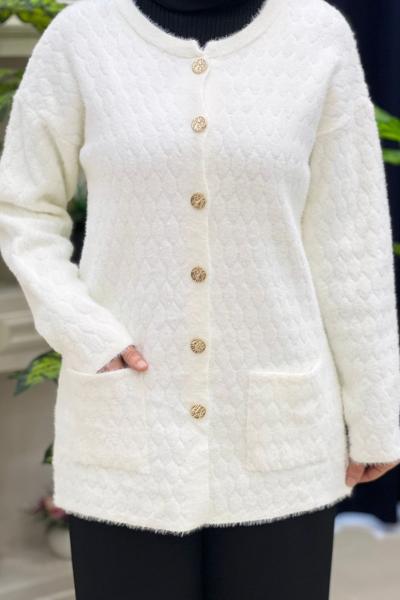 İzel Yumoş Hırka Beyaz