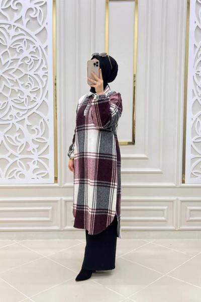 Kare Tesettur Tunik Bordo