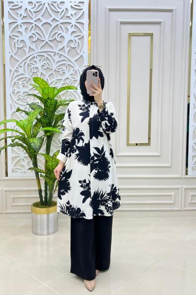 Kırlangıç Tunik Beyaz Siyah