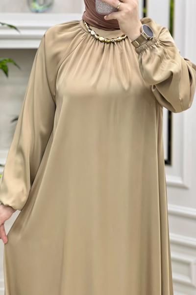 Lima Saten Elbise Camel