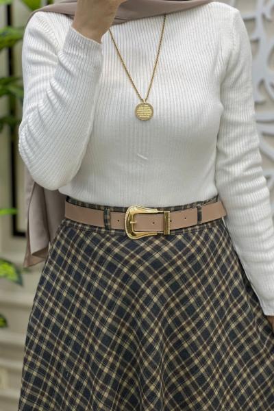 Modern Ekose Etek Gri