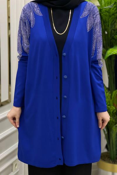 Müge Hırka Saks Mavisi