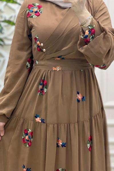 Nakış Elbise Taba