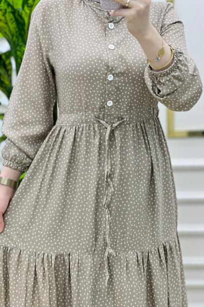 Puantiye Elbise Vizon