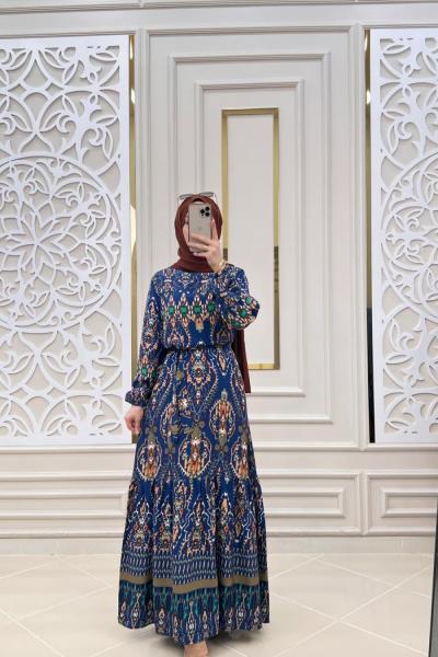 Şahane Tesettür Elbisem Lacivert