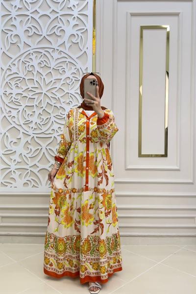 Tesettür Deniz Elbise  Turuncu