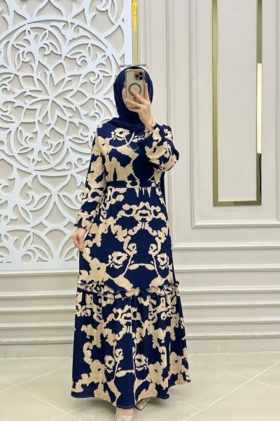 Tesettür Şile Elbise Lacivert vizon