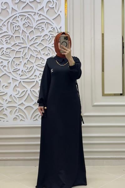 Tesettür Broş Elbise Siyah