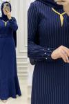 Tesettür Kuğu Elbise  Lacivert