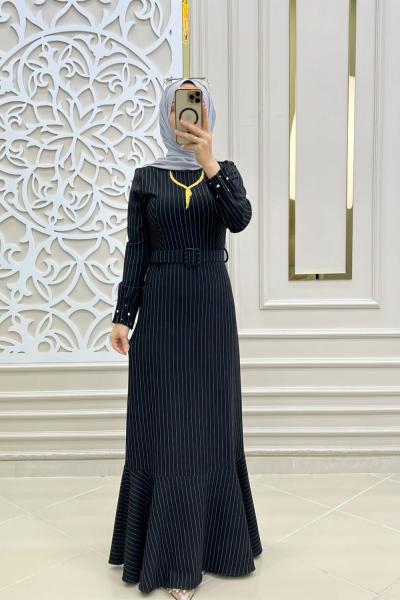 Tesettür Kuğu Elbise  Siyah