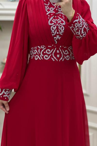 Tesettür Hürrem Elbise Kırmızı