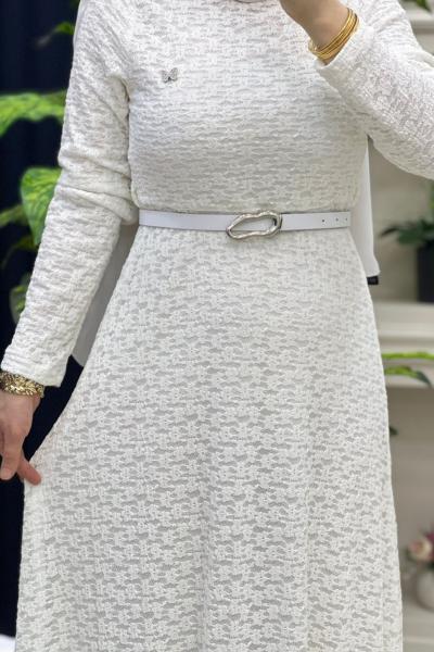 Tuba Dantel Elbise  Beyaz