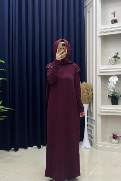 Vatka Elbise Bordo