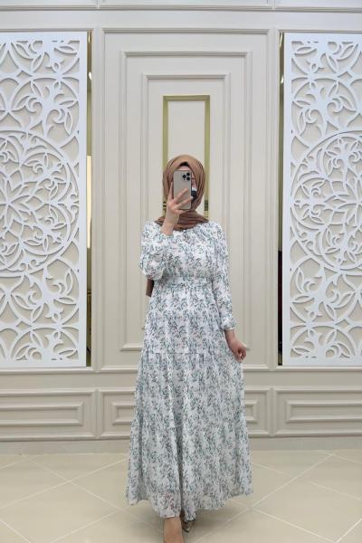 Yonca Şifon Elbise  Yeşil