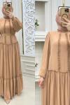 Yoryo Şifon Elbise Camel