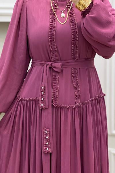 Yoryo Şifon Elbise Gül