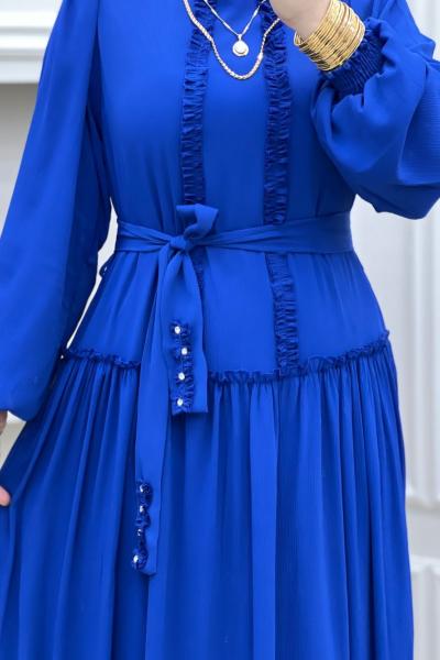 Yoryo Şifon Elbise Mavi