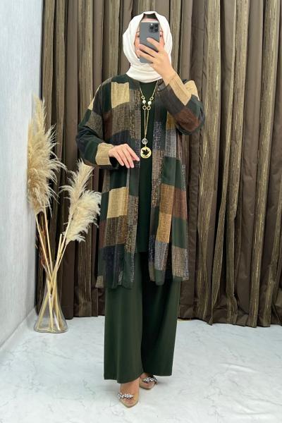 3297 Halime 3 Lü Takım Haki