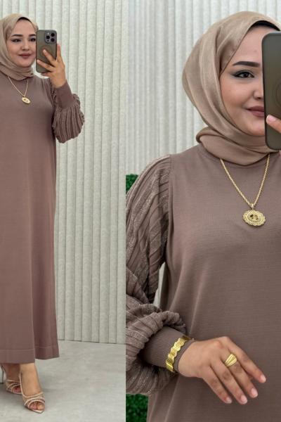 Sarmaşık Elbise  vizon