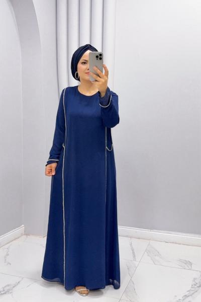 Ahu Abiye Elbise Lacivert