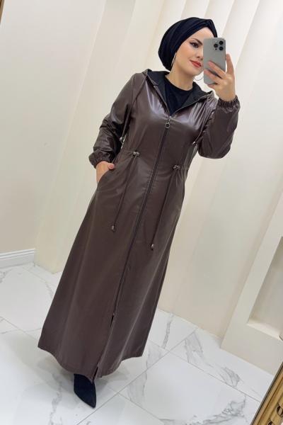 Deri Kap tam boy Vildan Kahverengi