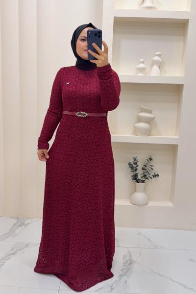 elbise Dantel Rüya Bordo