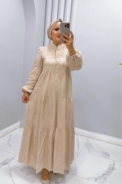 Elbise Dantel İdil Vizon