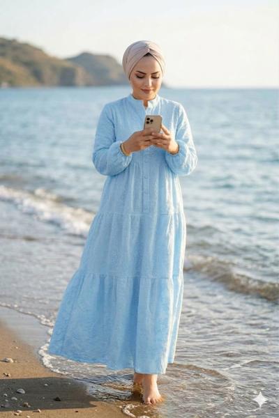 Elbise Dantel İdil Bebe Mavisi