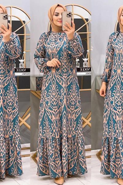 Elbise Hürrem Petrol Mavisi