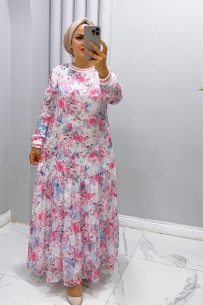 Elbise  şifon Linda Pembe