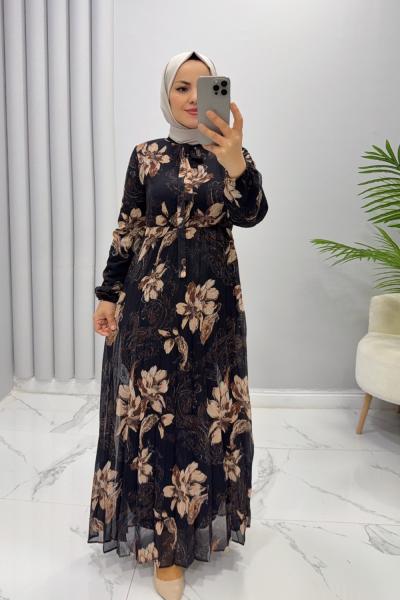 Elbise Şifon zambak Siyah