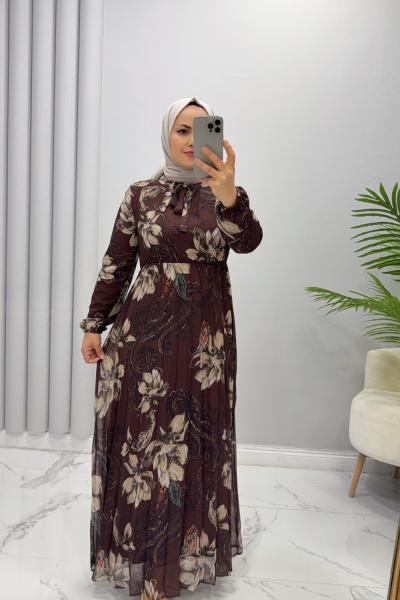 Elbise Şifon zambak Kahverengi