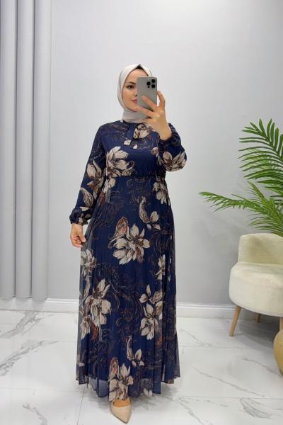 Elbise Şifon zambak Lacivert
