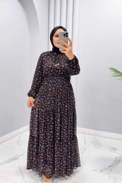 Elbise Şifon Zeynep Anadolu Siyahı