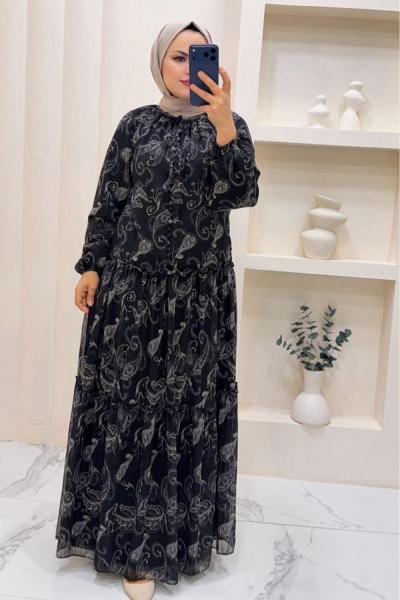 Elbise Şifon Ebru Siyah